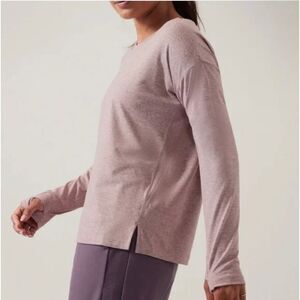 Athleta Uptempo II Top Sugarplum Mauve Heather Long Sleeve Small #66